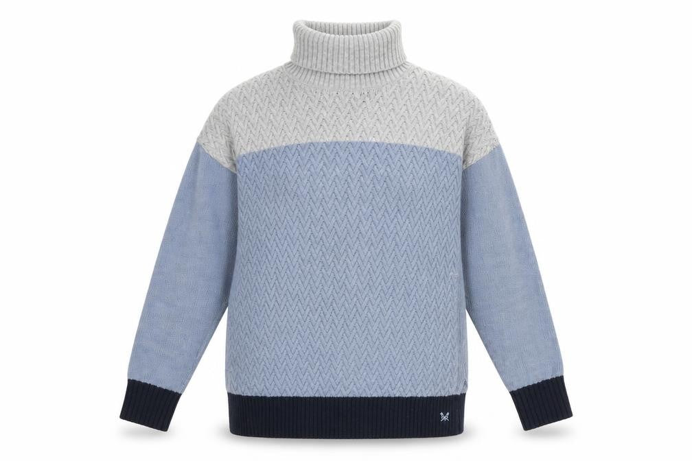 Crew Clothing Women's Blue/Grey Roll Neck Jumper Size 10
