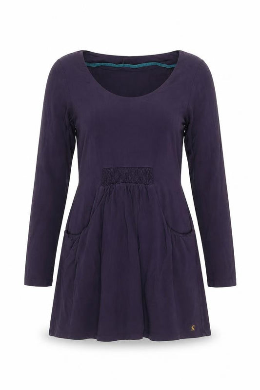Joules Women's Purple Cotton Dress, Size 12, Scoop Neck