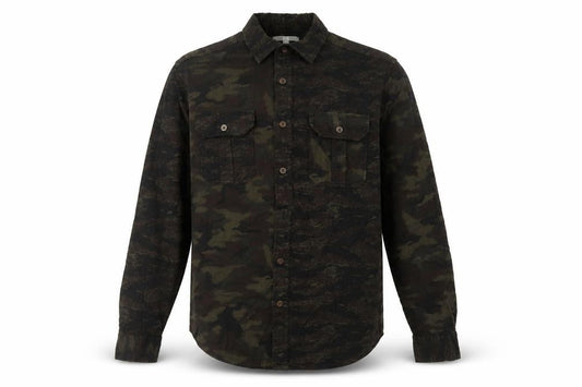 Uniqlo Men's Green Camouflage Button-Up Shirt M