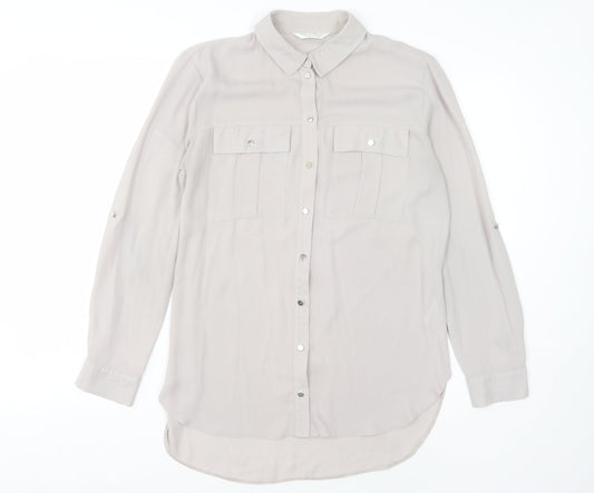 Women's Grey Button-Up Shirt Size 10