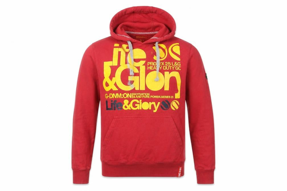 Life & Glory Men's Red XS Pullover Hoodie with Logo