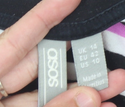 Close-up detail of ASOS Women's Striped Ringer T-Shirt, Multicoloured, size 14