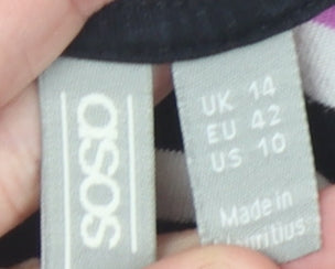 Close-up detail of ASOS Women's Multicoloured Striped T-Shirt, size 14