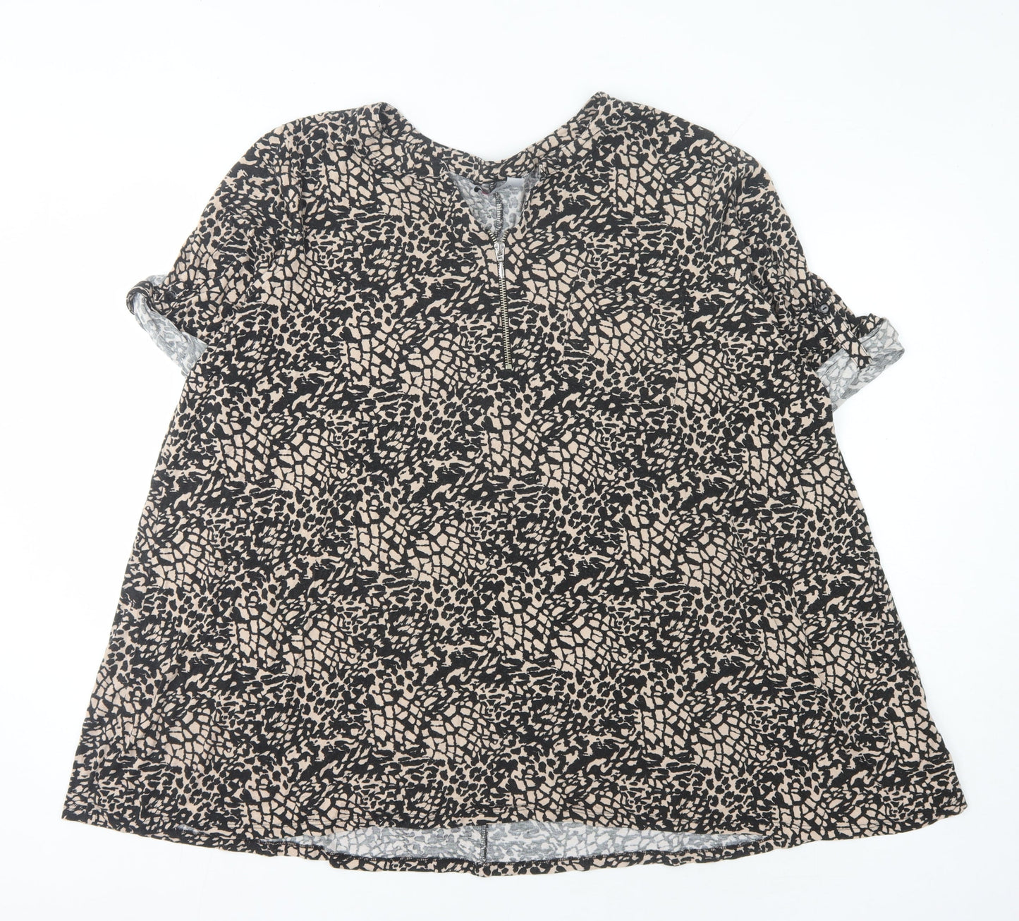 Yours Women Black Animal Print Blouse Size 22 V-Neck