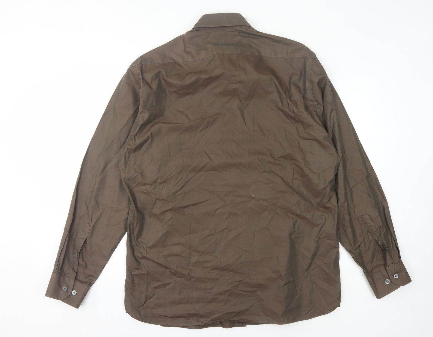 Marks and Spencer Men's Brown Long Sleeve Shirt 42