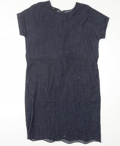 Next Women's Blue Short Sleeve Denim Dress Size 6