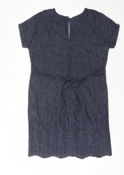 Next Women's Blue Short Sleeve Denim Dress Size 6