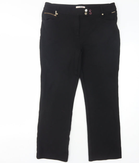 Marks and Spencer Women's Black Straight Trousers Size 14