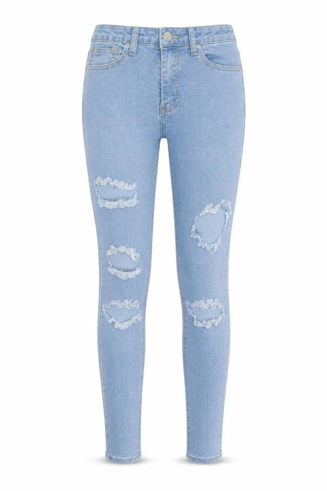 Boohoo Women's Blue Skinny Jeans Size 6 Distressed