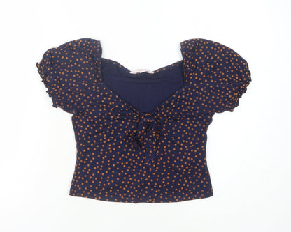 Miss Womens Selfridge Blue Polka Dot Cropped Blouse UK 6