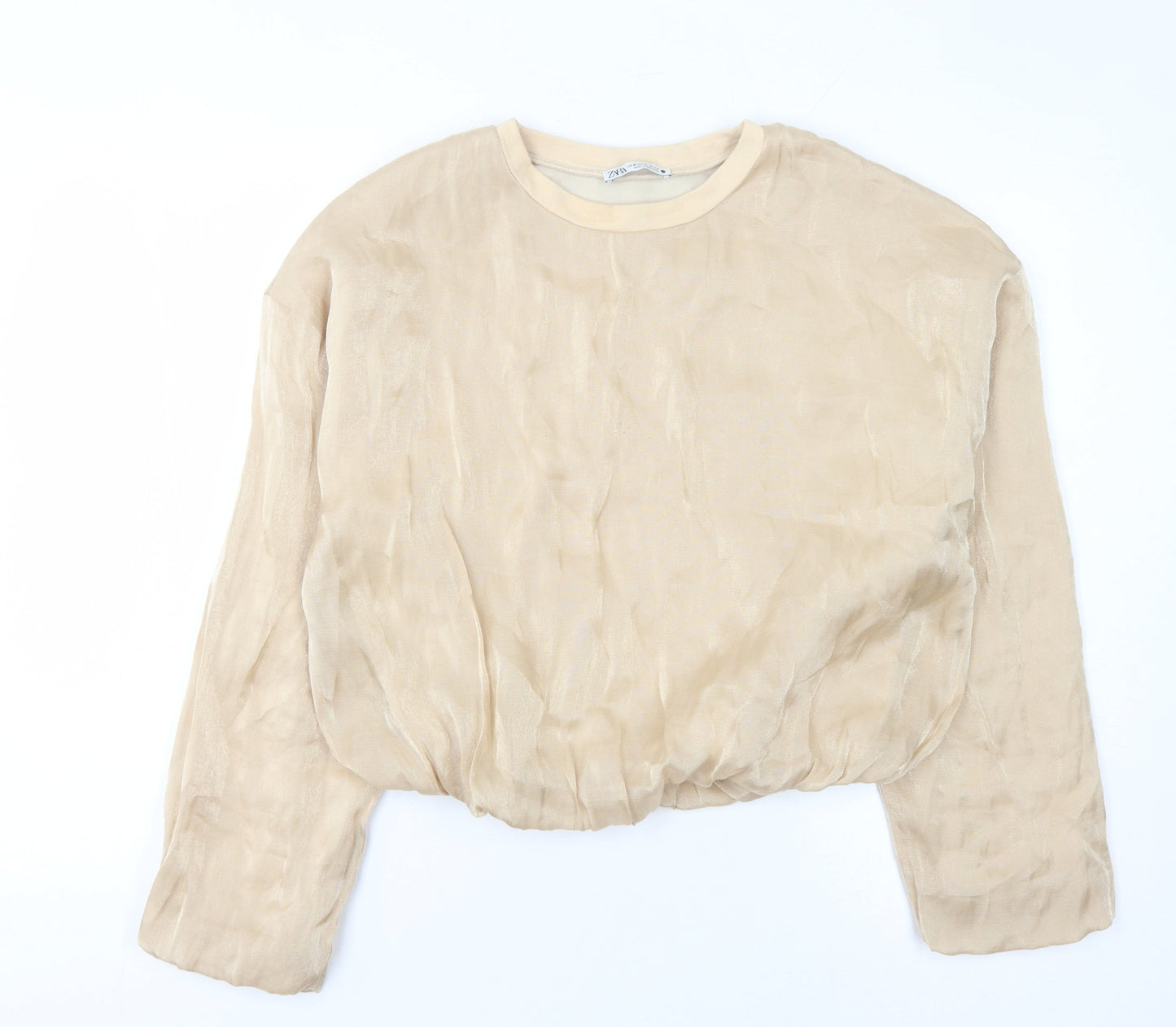 Zara Women's Beige Crew Neck Sweatshirt Size 12