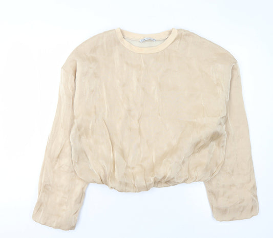 Zara Women's Beige Crew Neck Sweatshirt Size 12