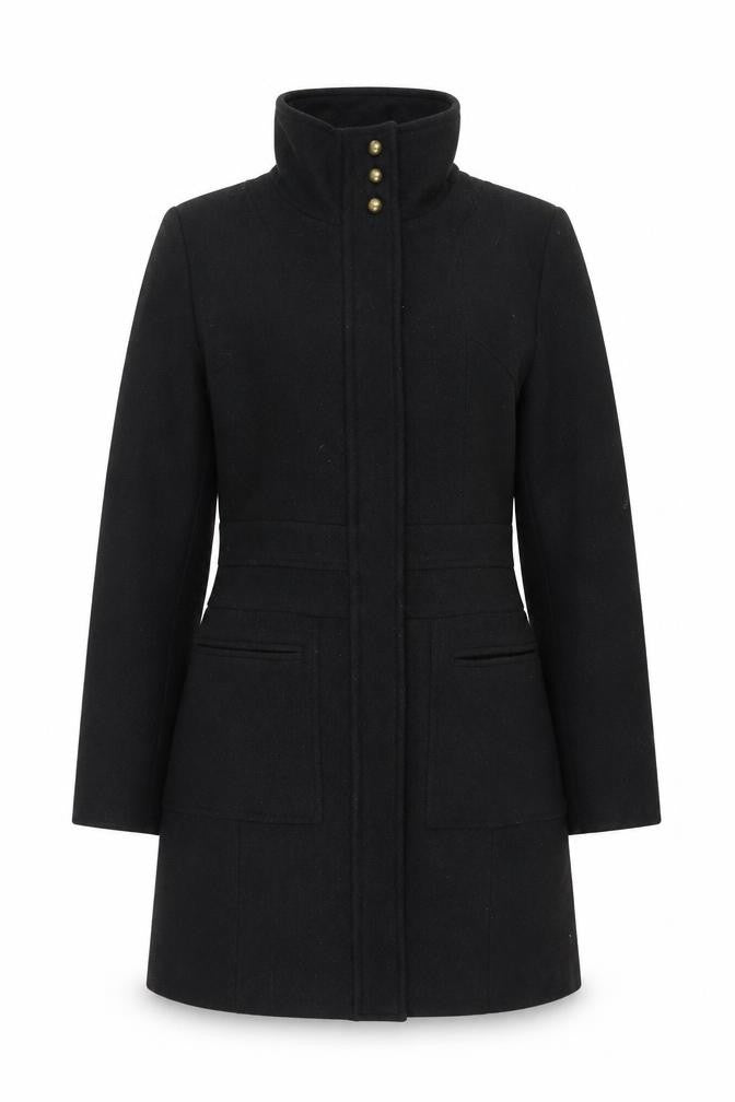 Miss Real Women's Black Military Style Wool Coat 10