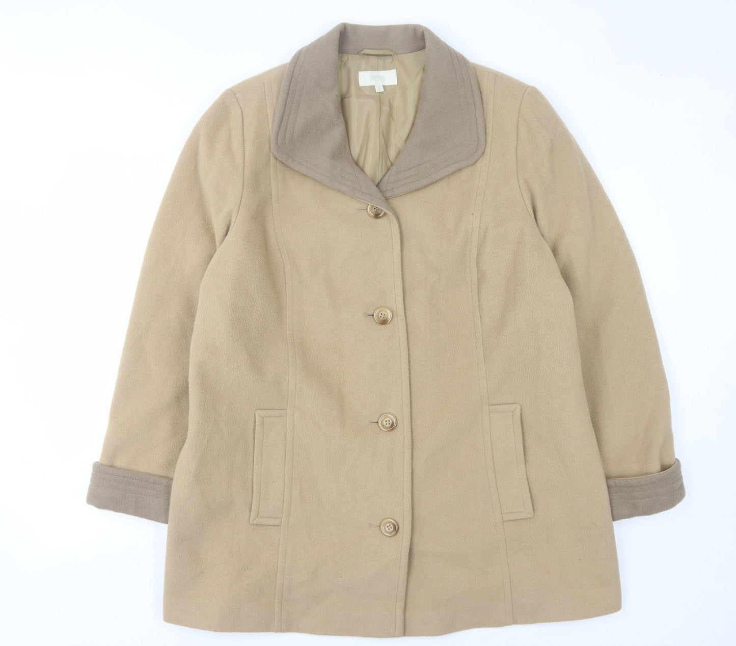 Marks & Spencer Women's Beige Wool Coat Size 18