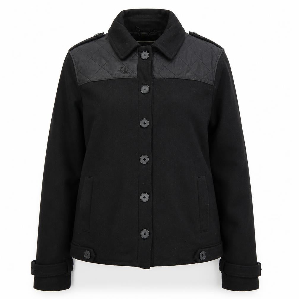 NW3 Women's Black Jacket Size 12 Wool Quilted