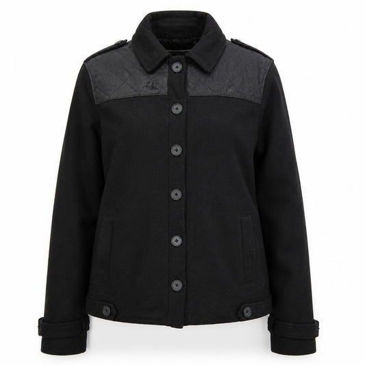 NW3 Women's Black Jacket Size 12 Wool Quilted