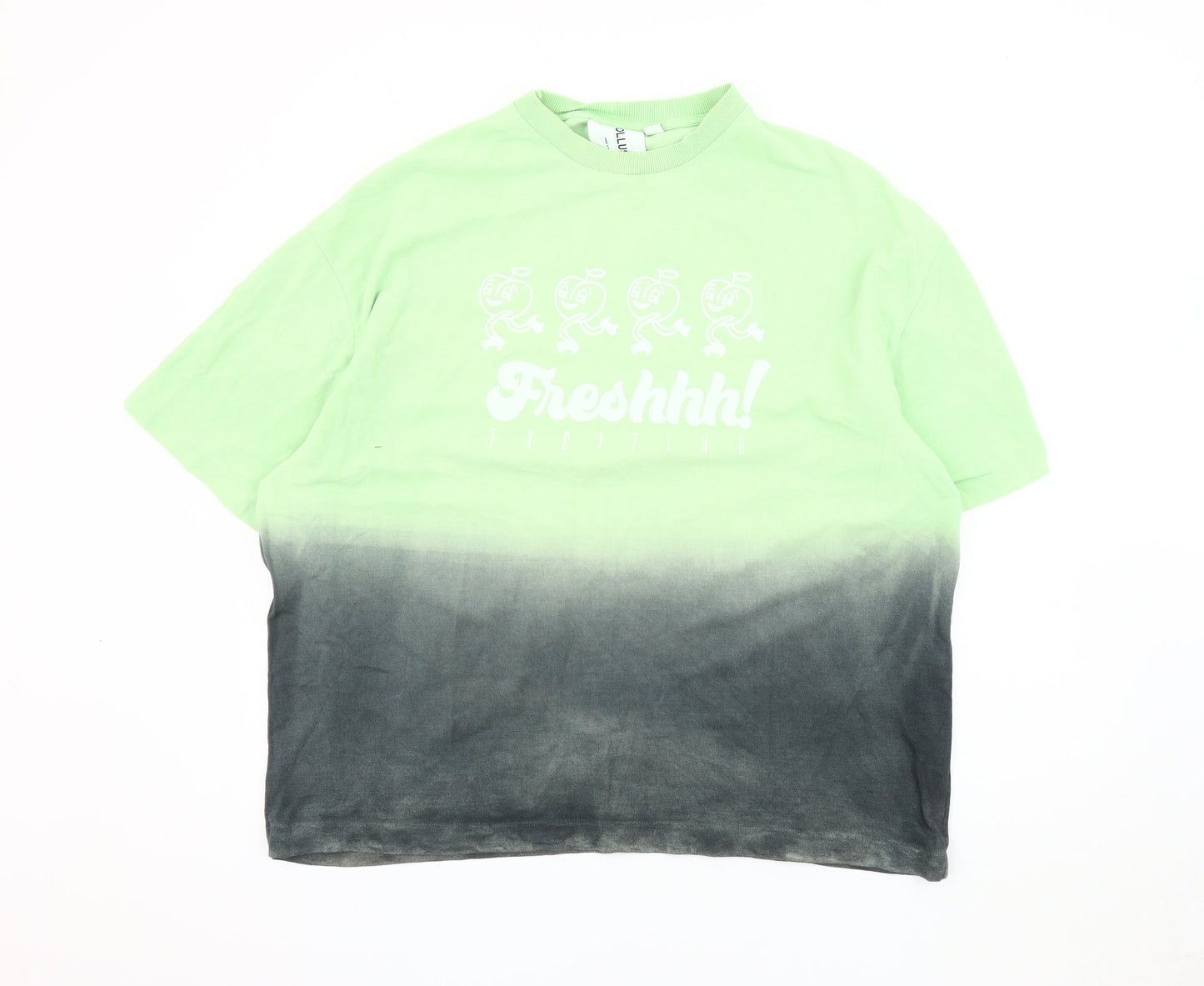 Collusion Men's Green L T-Shirt with Logo Accent