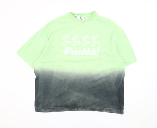 Collusion Men's Green L T-Shirt with Logo Accent