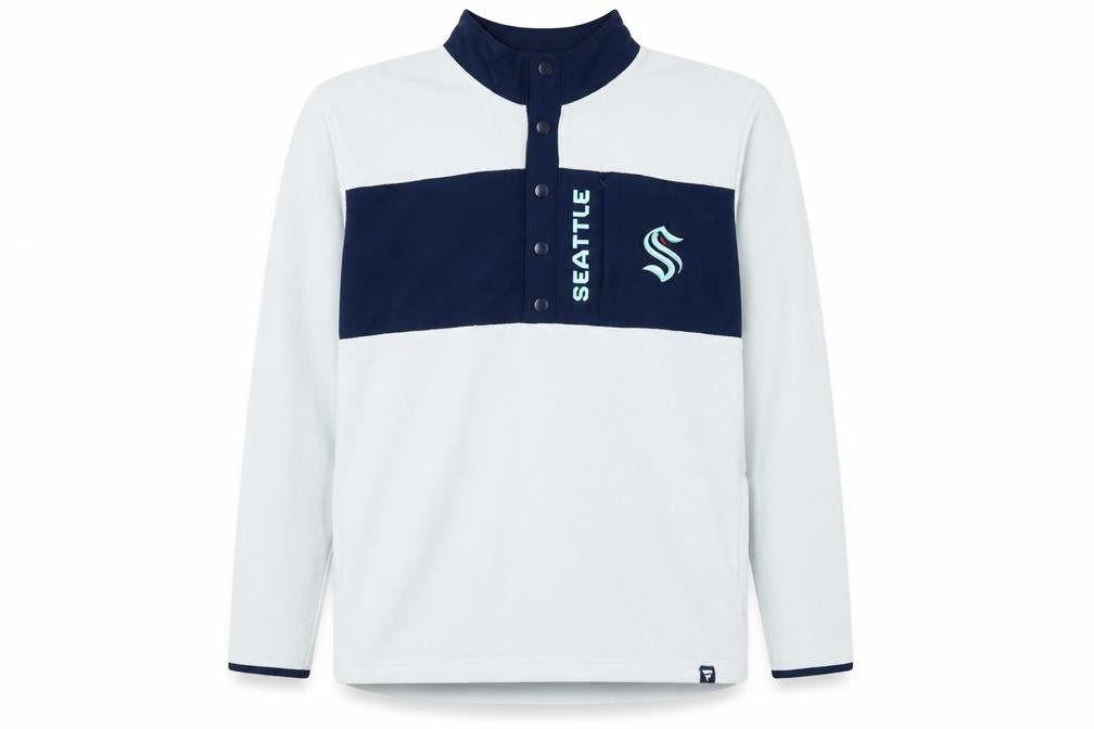 Fanatics Men's Blue XL Henley Sweatshirt with Logo