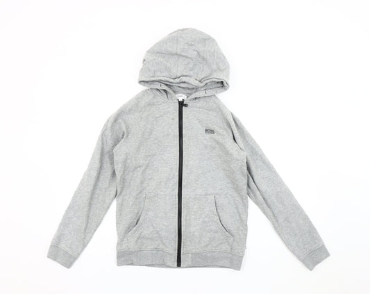 Hugo Boss Boys Grey Hooded Jacket XS - Casual Cotton Blend