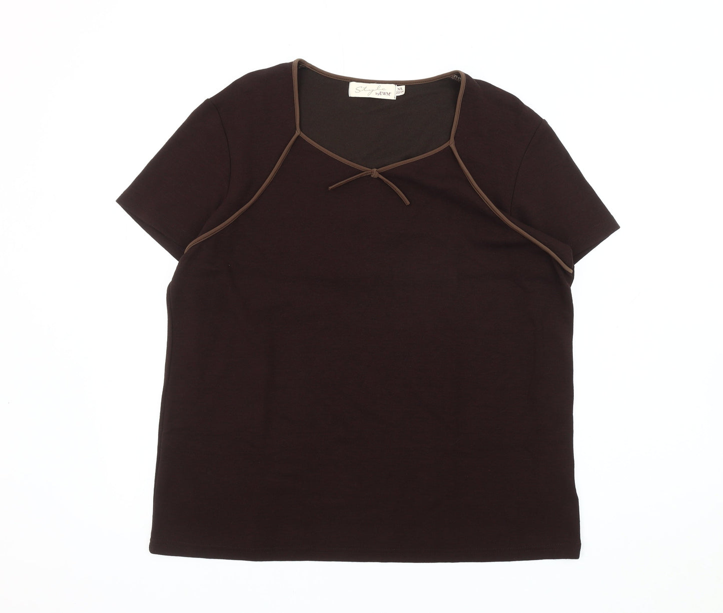 Style by EWM Women's Brown Plus T-Shirt, Size 22/24