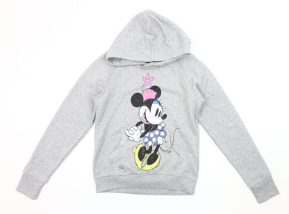 Preloved Disney Women's Grey Minnie Mouse Hoodie, Size 12 - Front
