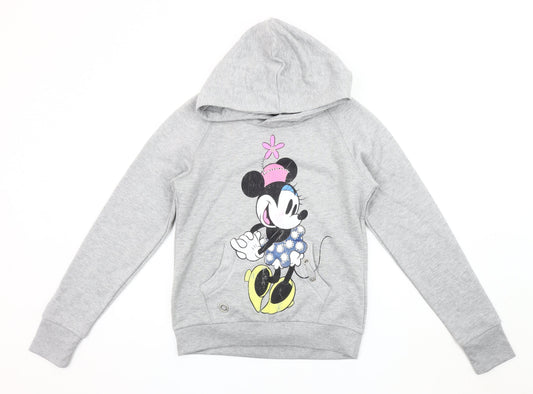 Disney Women's Grey Minnie Mouse Hoodie, Size 12