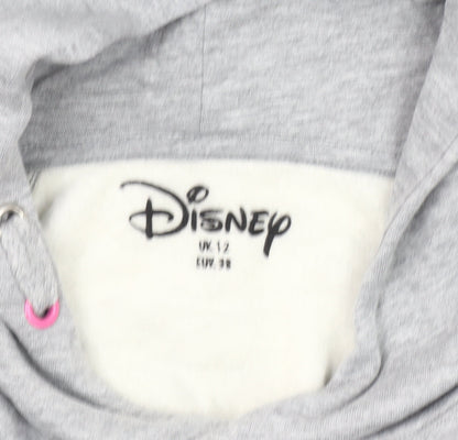 Preloved Disney Women's Grey Minnie Mouse Hoodie, Size 12 - Detail