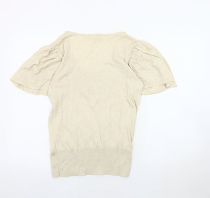 Debenhams Women's Beige Cotton Sequin Pullover Jumper