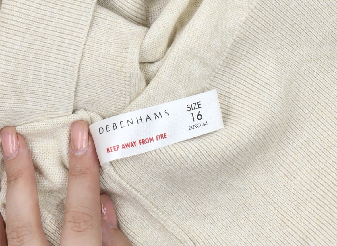 Debenhams Women's Beige Cotton Sequin Pullover Jumper