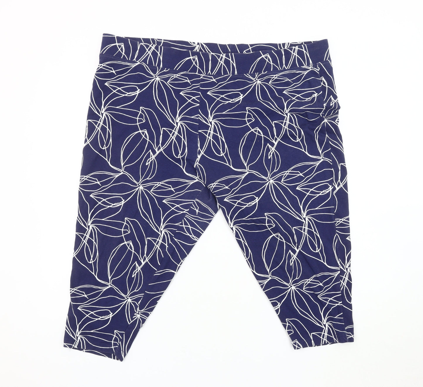 Bonmarché Women's Blue Cropped Floral Leggings UK 16