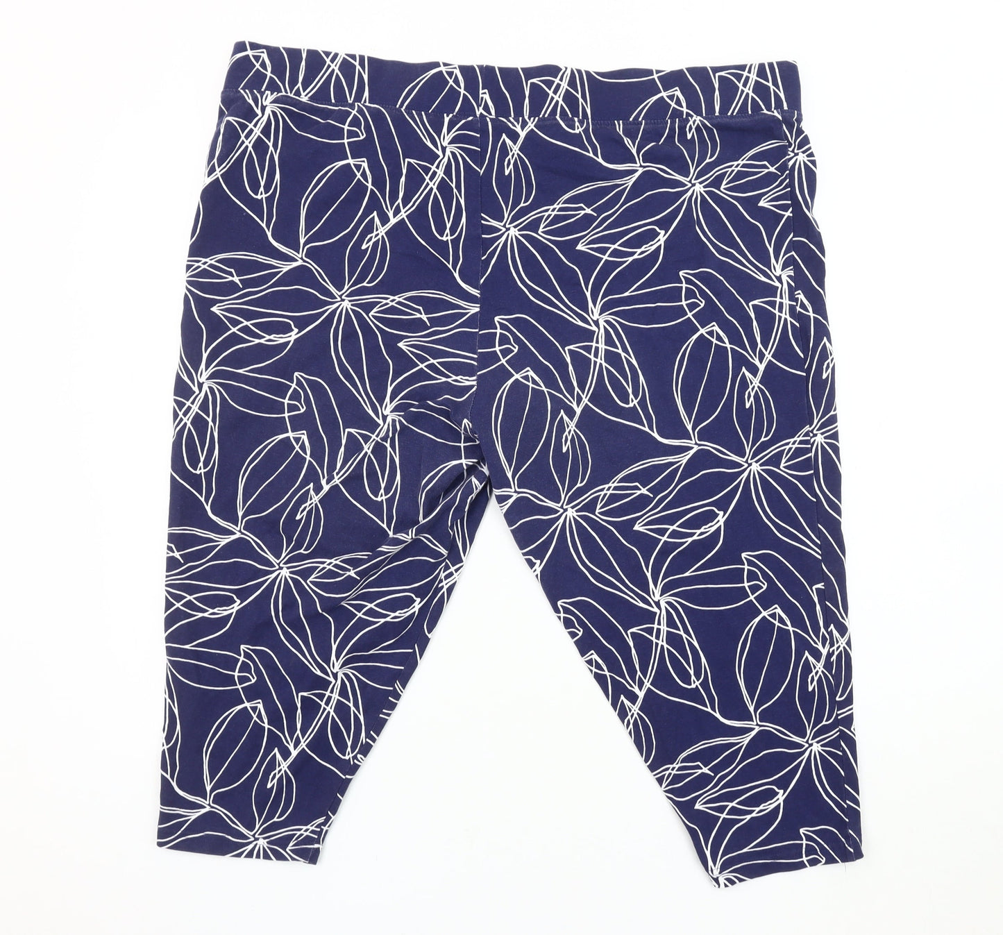 Bonmarché Women's Blue Cropped Floral Leggings UK 16