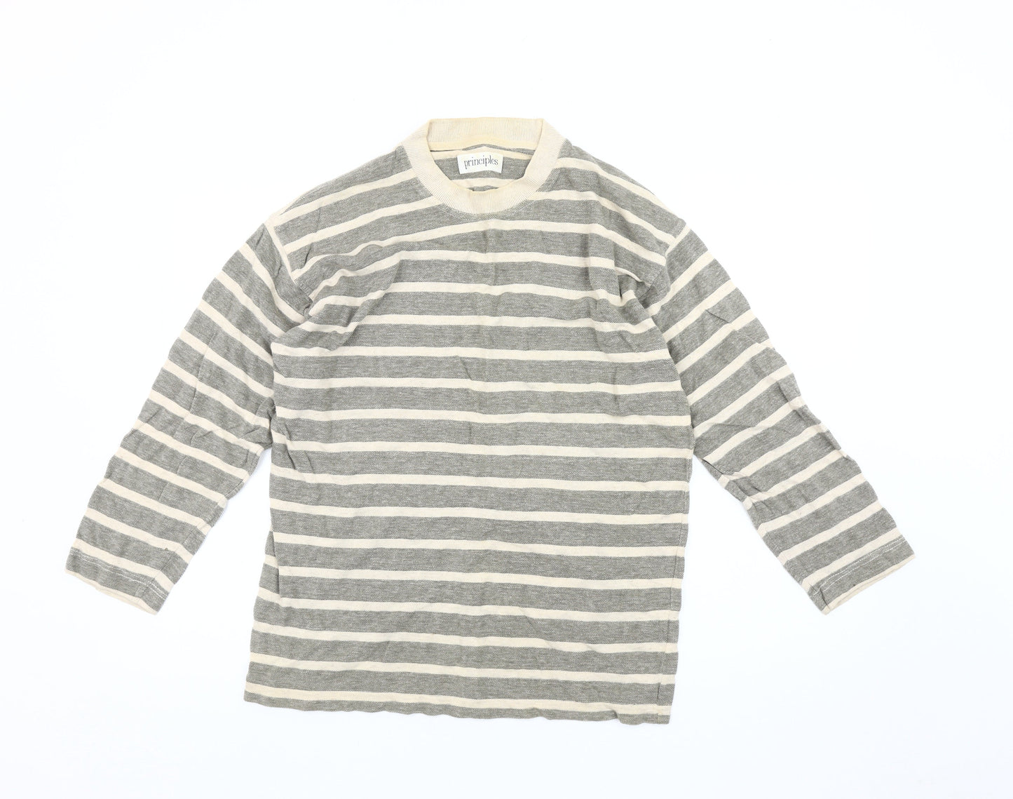 Principles Women's Grey Striped Pullover Jumper