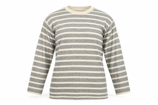 Front view of Principles Women's Grey Striped jumper