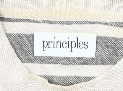 Close-up detail of Principles Women's Grey Striped jumper