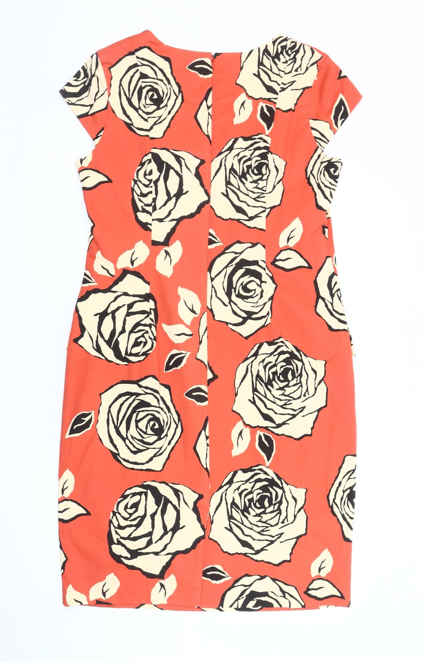 Roman Women's Orange Floral Short Sleeve Dress
