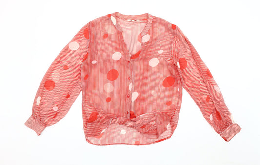 Next Women's Red Polka Dot V-Neck Blouse Size 12