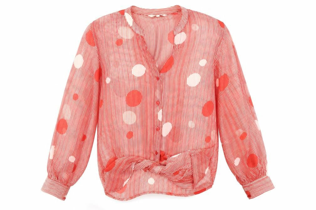 Next Women's Red Polka Dot V-Neck Blouse Size 12