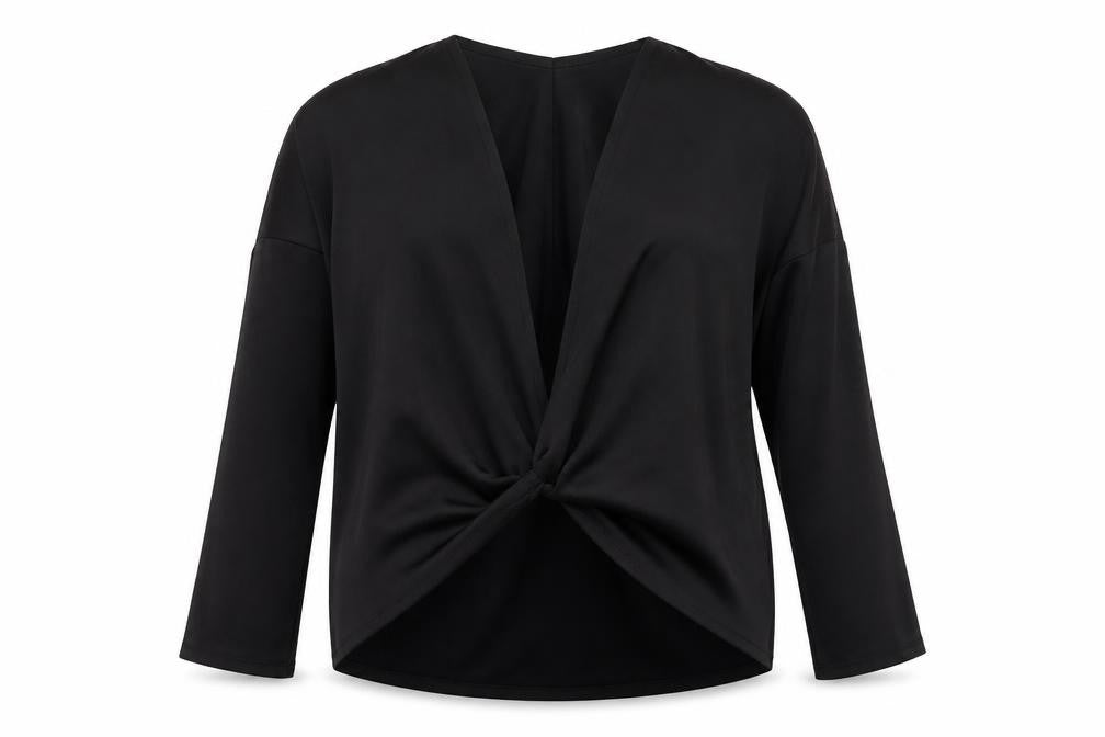 Kenneth Cole Women's Black Silk Blend Wrap Top, Size S