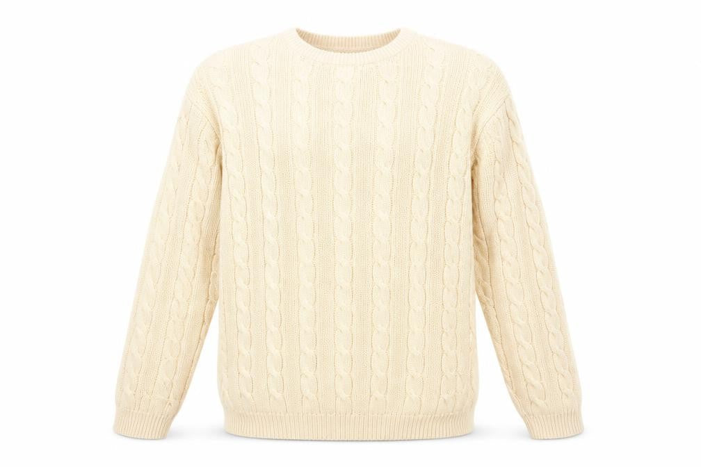 Tulchan Men's Beige Cable-Knit Pullover Jumper M
