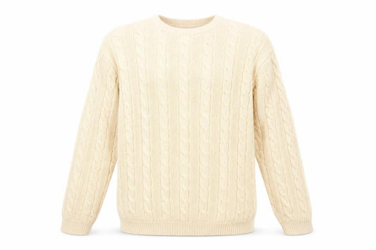 Tulchan Men's Beige Cable-Knit Pullover Jumper M