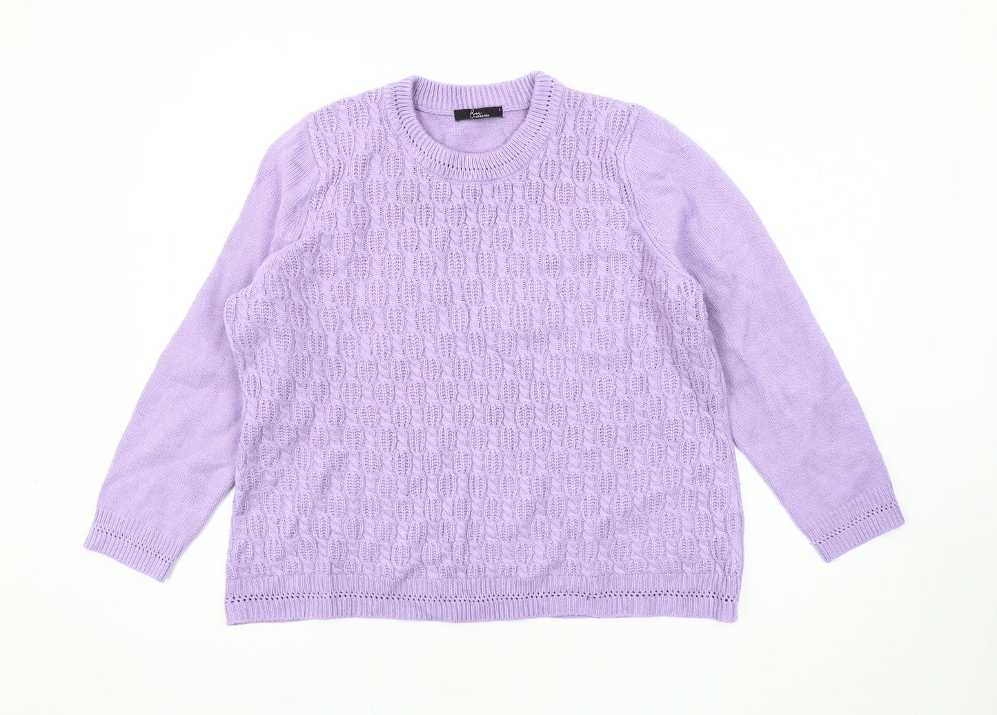 BM Collection Women's Purple Cable-Knit Jumper L