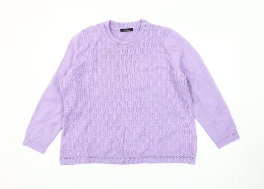 BM Collection Women's Purple Cable-Knit Jumper L