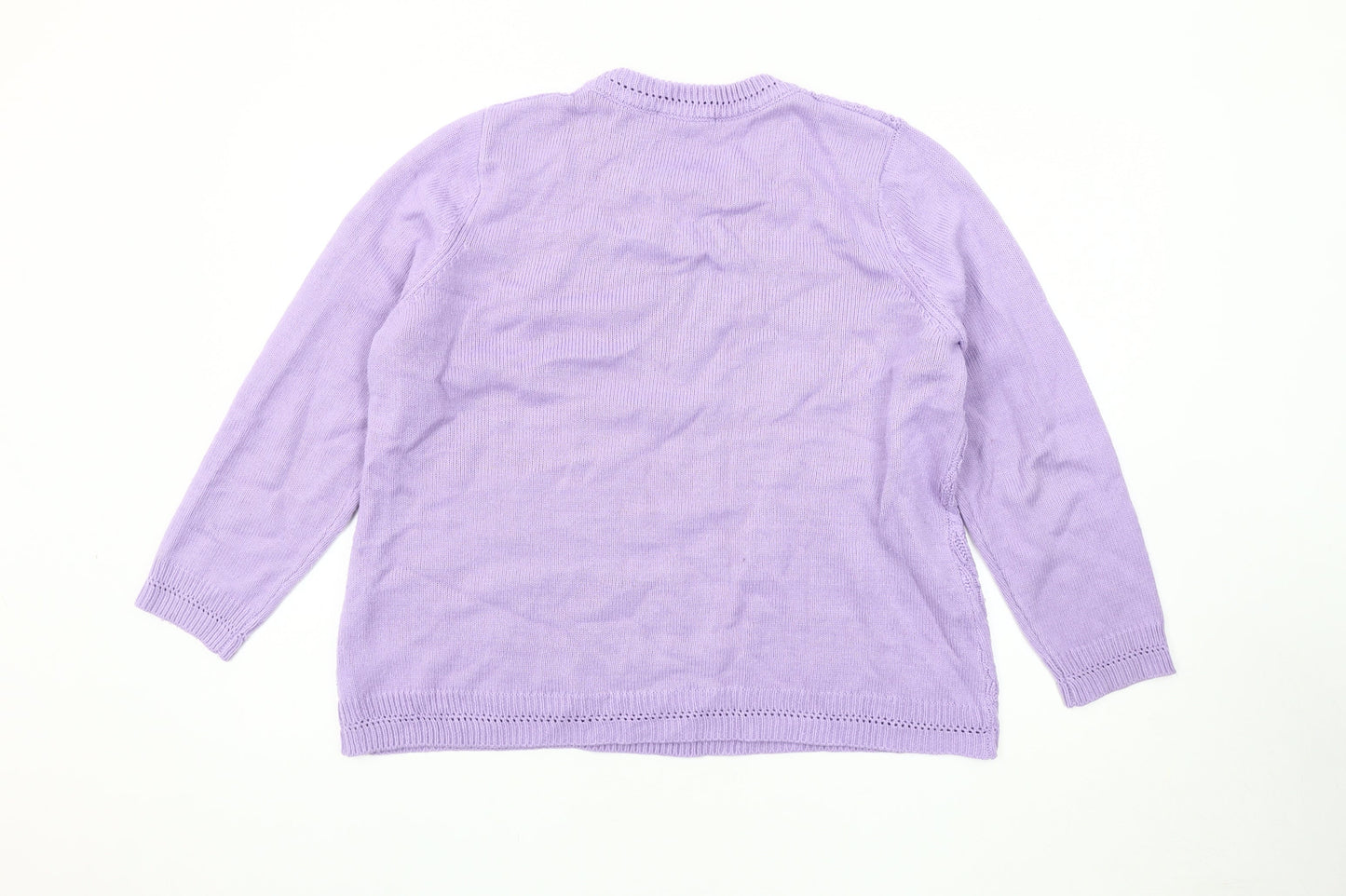 BM Collection Women's Purple Cable-Knit Jumper L