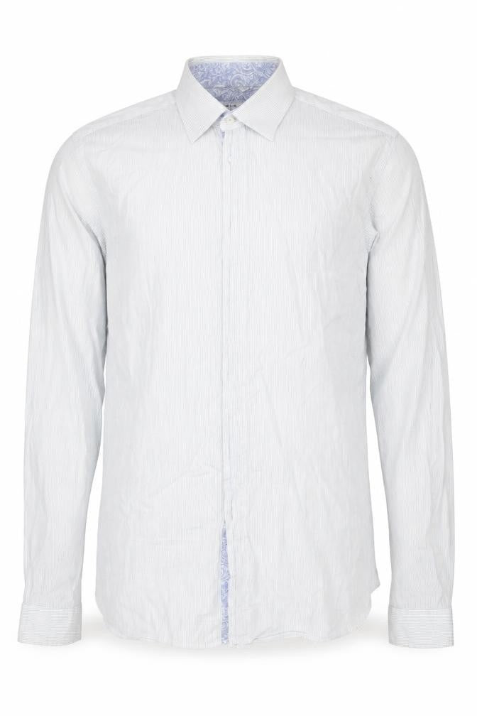 Nigel Hall Mens XL White Striped Button-Up Shirt
