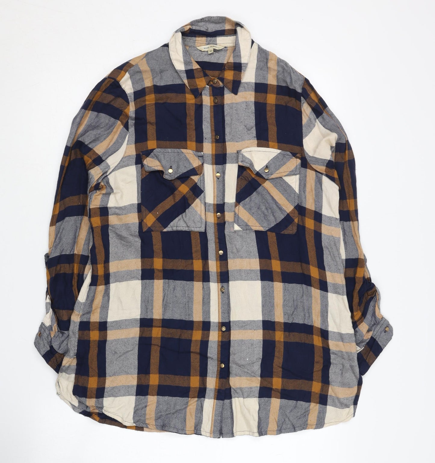 River Island Women's Multicoloured Plaid Button-Up Shirt