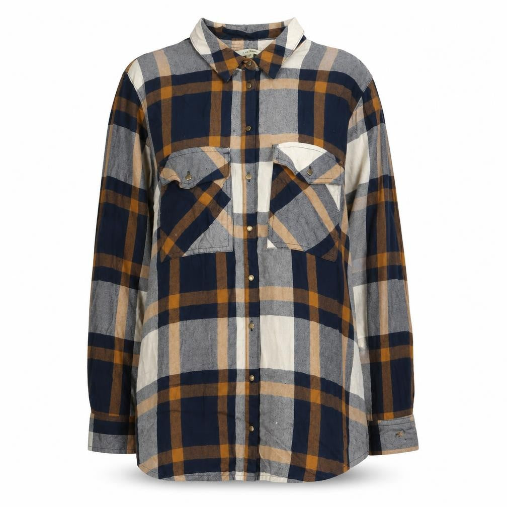 River Island Women's Multicoloured Plaid Button-Up Shirt