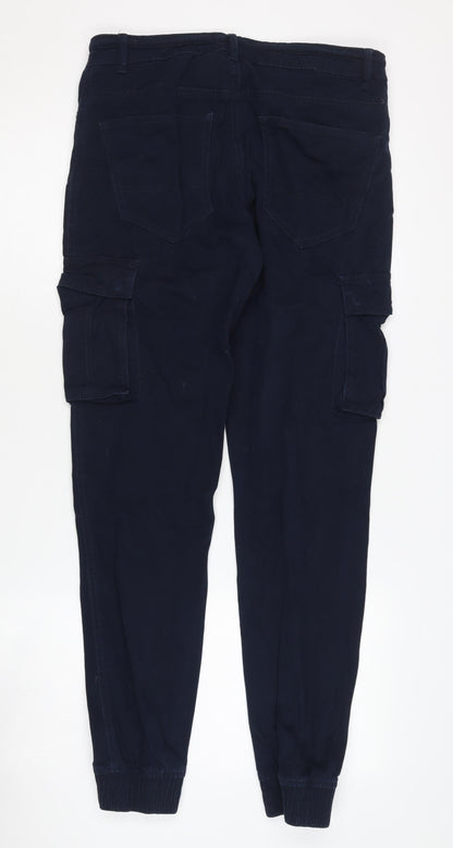 Threadbare Men's Blue Cargo Trousers Size 30