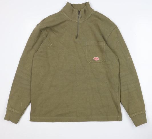 Armor Lux Men's Green Cotton Sweatshirt, S, 1/4 Zip