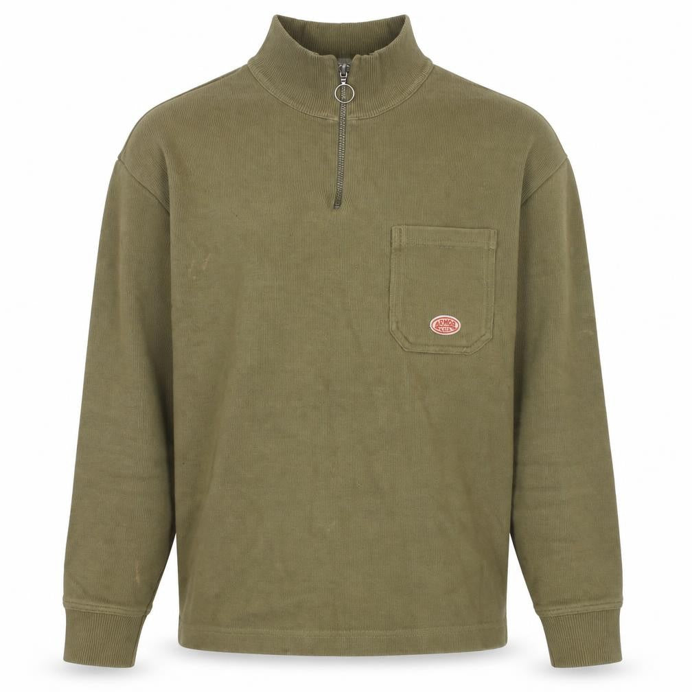 Armor Lux Men's Green Cotton Sweatshirt, S, 1/4 Zip